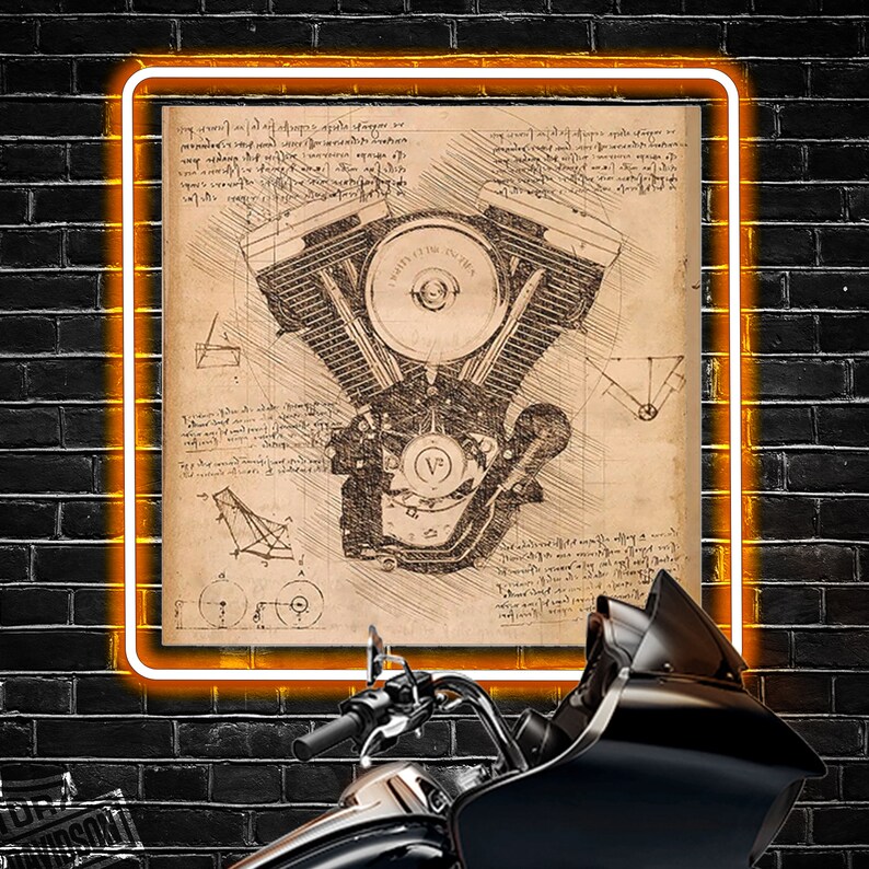 Harley Davidson Engine WallArt Canvas Gallery Wraps Davinci Etsy Canada