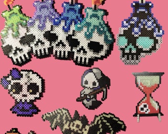 Perler Bead Skull Art: Halloween Decor, Customizable