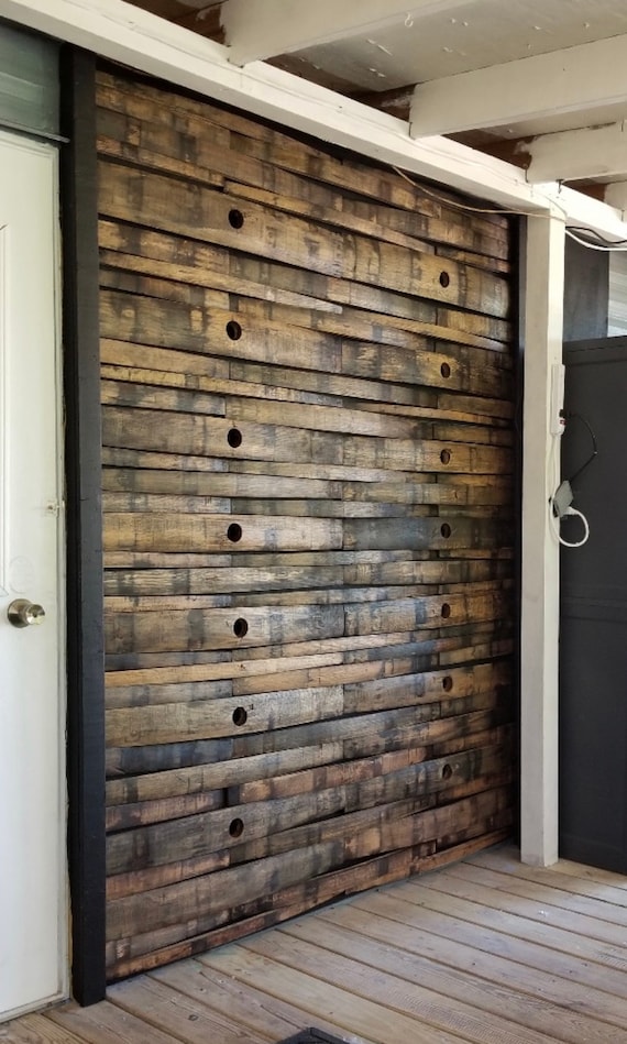 Bourbon Barrel Staves - 5 Square Foot Bundle - Wall Covering and Woodworking Whiskey Barrel Parts