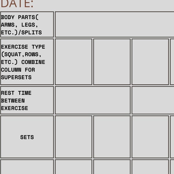 Very detailed daily weight training planner that is full customizable to your weight training needs!!, weight training planner template.