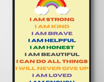 Printable Daily Affirmations for Kids - Etsy