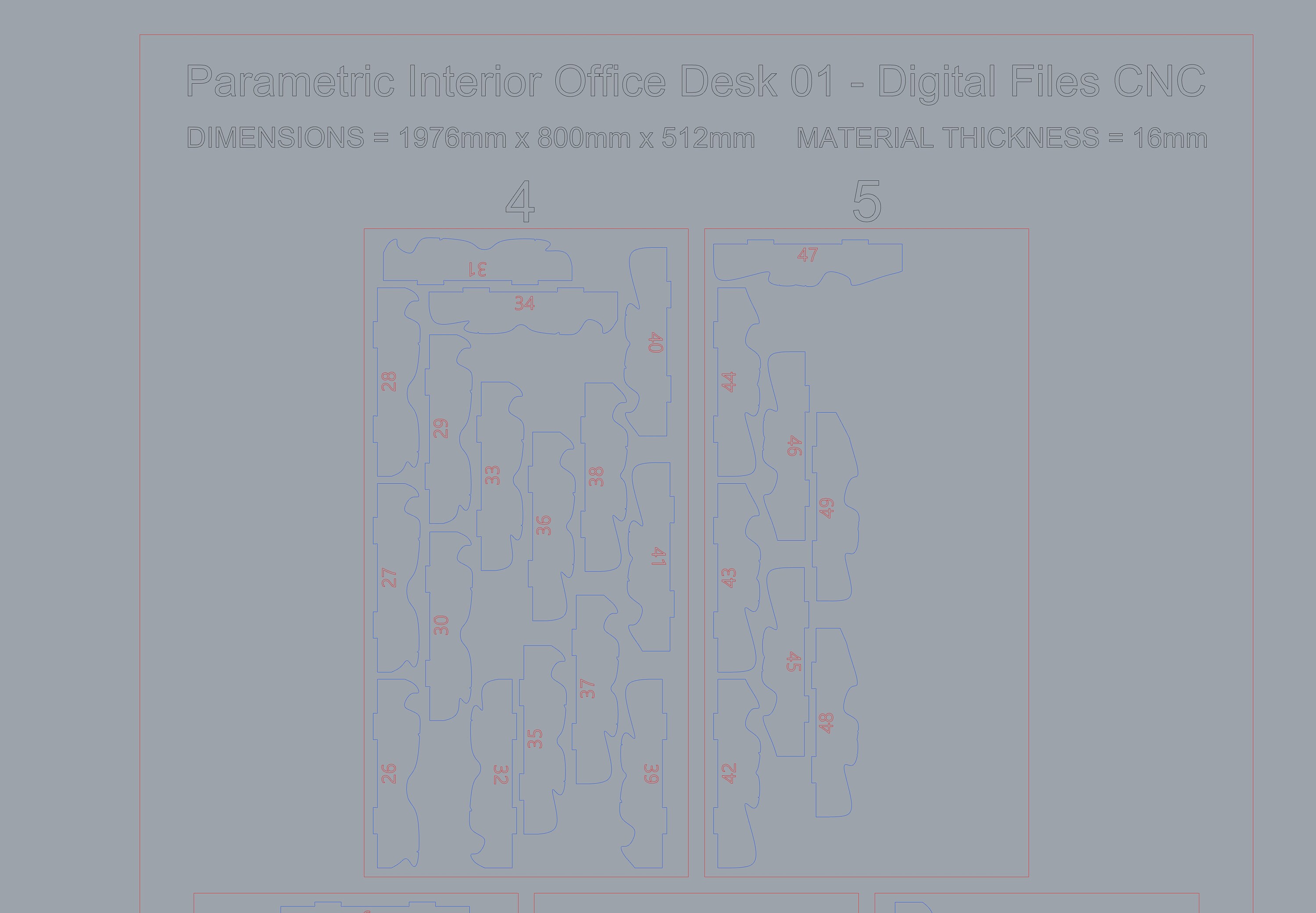 Parametric Interior Office Desk 01 - Digital Files CNC - Etsy