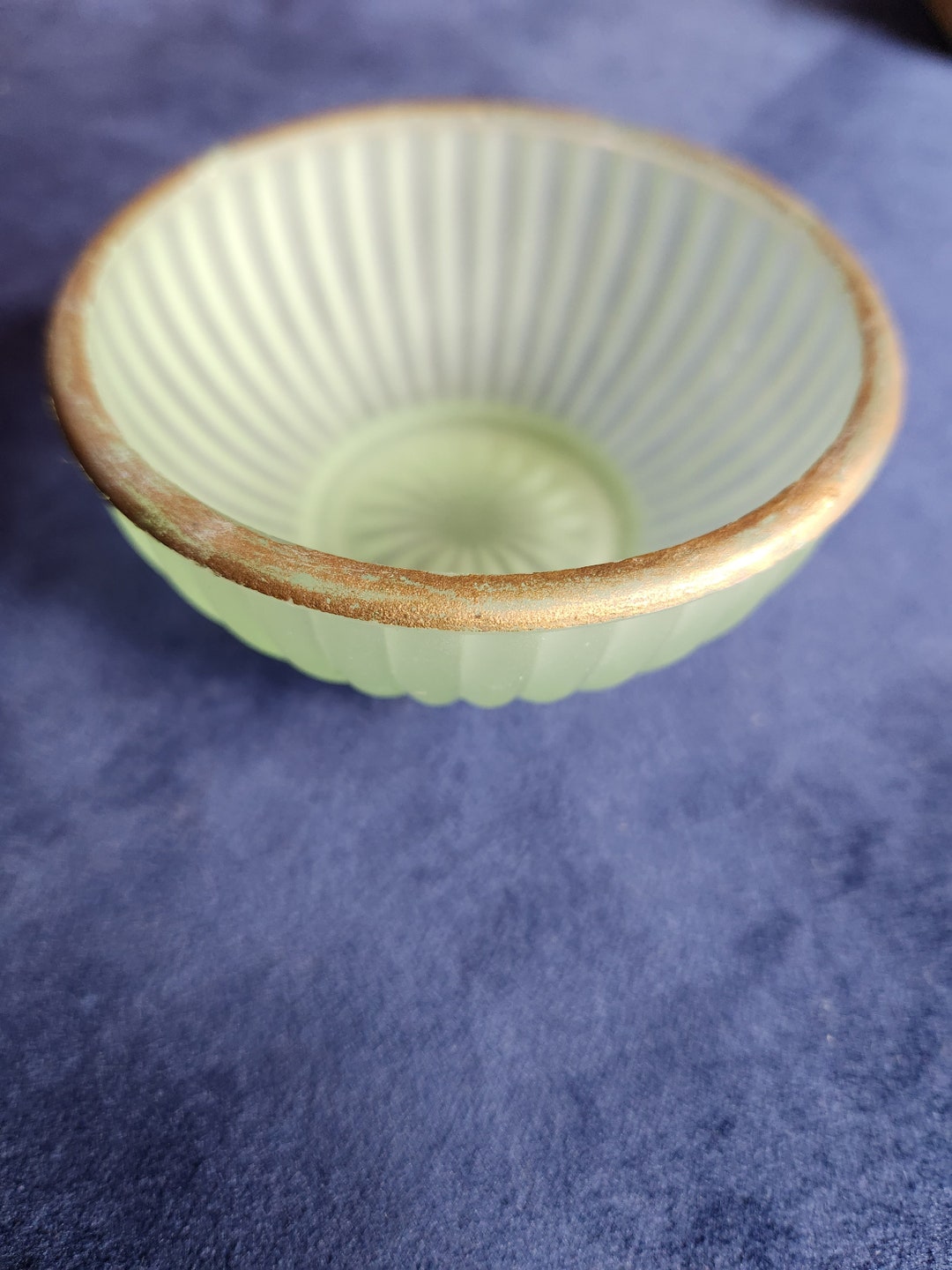 Vintage Green Glass Bowl Gold Edging Etsy Australia