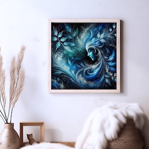 Abstract Digital Art Prints – Mystical Woman in the Forest | Surreal Feminine Wall Art | Nature-Inspired Printable Poster