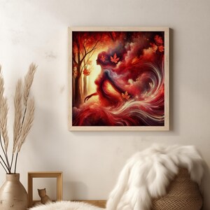 Abstract Digital Art Print – Mystical Woman in the Forest | Surreal Feminine Wall Art | Nature-Inspired Printable Poster