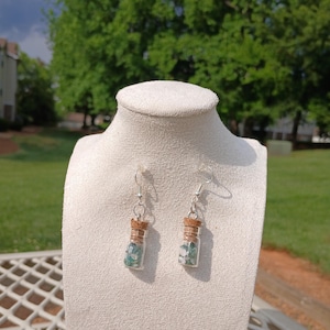 Moss Agate crystal chip earrings