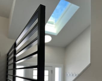 Modern Metal Railing Powder Coated Black For Indoor and Outdoors, Hand Crafted In The Pacific North West