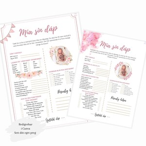 Puede incluir: Un juego de baby shower imprimible rosa y dorado con el texto "Mia sin dap" y preguntas sobre el futuro del bebé. El juego incluye preguntas sobre la apariencia, la personalidad y las preferencias del bebé.