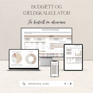 Budsjett og gjeldskalkulator/gjeldsoversikt - Få oversikt over din økonomiske situasjon monthly budgeting norsk dansk svensk