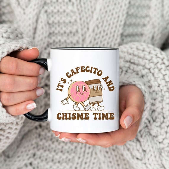 Pink 12oz Cafecito Y Chisme Coffee/tea Mug, Coffee Lover