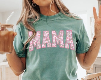 Floral Mama Shirt, Cute Mom Shirt, Mothers Day Gift, New Mom Gift, Flower Tshirt, Spring, Motherhood Shirt, Girl Mama Shirt, Comfort Colors®