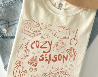 Cozy Season Shirt, Fall Vibes Shirt, Comfort Colors® Fall Tee, Fall pumpkin Shirt, Autumn Shirt, Pumpkin Season Top, Retro Fall Graphic Tee