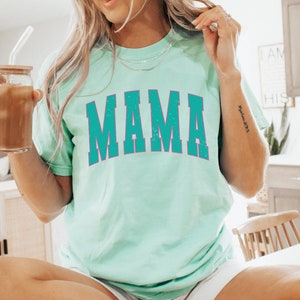 Varsity Mama Shirt, Comfort Colors® Mama Shirt, Mom Life Shirt, Motherhood Tshirt, Gift for Mom, Trendy Mama Shirt, New Mom Gift, Summer Tee