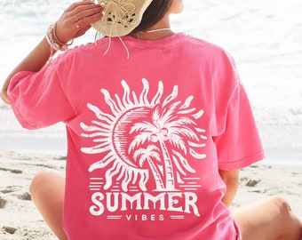 Summer Vibes Shirt, Trendy Summer Shirt, Front and Back Design, Retro Summer Shirt, Summer Vacation tshirt, Beach Vibes, Comfort Colors® Tee