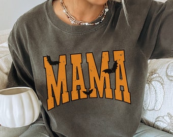 Mama Halloween Shirt, Halloween Mama Tshirt, Bat Shirt, Spooky Mama Shirt, Mom Life Shirt, Retro Halloween Tee, Comfort Colors® Mom Shirt