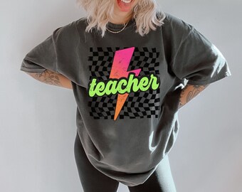 Neon Teacher Shirt, Retro Teacher Shirt, Lightning Bolt, Teacher Gift, Back to School Shirt, Teacher Appreciation Gift, Comfort Colors®