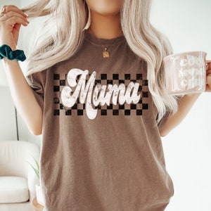 Checkered Mama Shirt, Retro Mama Shirt, Mother’s Day Gift, Mom Life Shirt, Motherhood Shirt, Mom Sweatshirt, Mom Gift, Comfort Colors® Tee