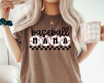 Baseball Mama Shirt, Checkered Mama Shirt, Mothers Day Gift, Sports Mom Shirt, Cute Mom Shirt, Baseball Mom Tshirt, Comfort Colors® Shirt