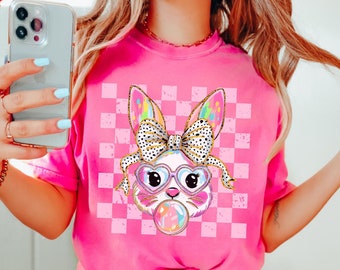 Comfort Colors® Easter Bunny Shirt, Coquette Easter TShirt, Happy Easter Shirt, Coquette Bunny Shirt, Easter Brushstroke, Womens Easter Tee