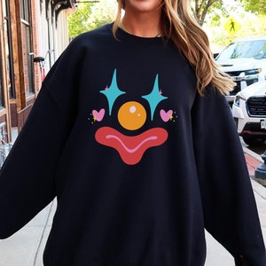 Clown Face Sweatshirt, Clowncore Sweatshirt, Funny Sweatshirt, Clown Sweatshirt, Retro Clown Shirt