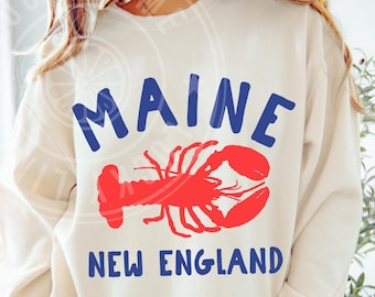 Sweat-shirt Comfort Colors® Maine, chemise homard, Nouvelle-Angleterre du Maine, esthétique pêcheur, chemise de plage, chemise de plage, cadeau pour les amateurs de voyages