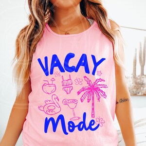 Vacay Mode Tank Top, Vacation Tank Top, Summer Tank Top, Comfort Colors® Tank Top, Womens Summer Top, Retro Summer Shirt, Summer Vibes Tank
