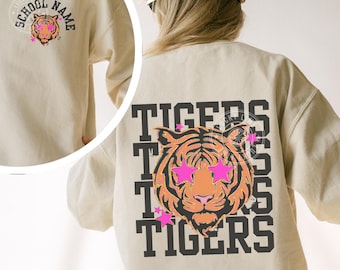 Tijgers School Spirit Sweatshirt, Custom School Mascot T-shirt, Gepersonaliseerde Team Spirit Sweatshirt, Game Day Tee, Cheer Mascot Shirt, Preppy