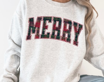 Frohe Weihnachten Sweatshirt, Weihnachten Sweatshirt kariert, Gemütliche Weihnachten, Weihnachten Familie Crewneck, Weihnachten, Urlaub Kleidung, Winter