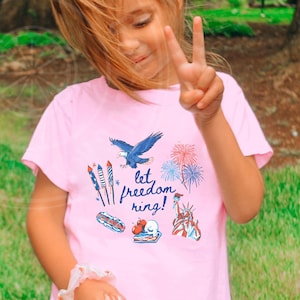 Kids 4th of July Shirt, Let Freedom Ring Shirt, Retro Fourth of July Tee, Youth 4th of July, Patriotic Shirt, USA Shirt, Comfort Colors® Tee