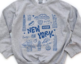 Kids New York Sweatshirt, NYC Sweatshirt, Girls Sweatshirt, Kids Vacation Outfit, Kids Travel Tee, Youth Crewneck Sweatshirt