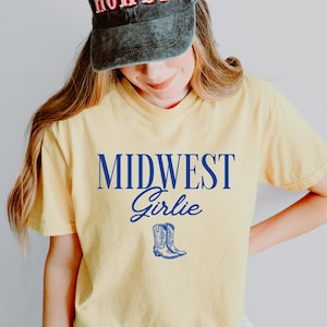 Comfort Colors® Cropped Tshirt, Midwest Shirt, Midwest Girlie Shirt, Women&#39;s Boxy Tee, Cowgirl Tshirt, Cowgirl Boots Shirt, Nashville Shirt