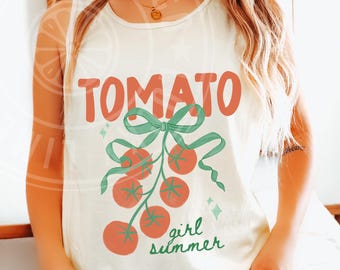Canotta estiva "Tomato Girl", canotta da donna, maglietta "Farmers Market", maglietta "Pomodoro", maglietta "Frutta", estetica Cottagecore, regalo per giardiniere