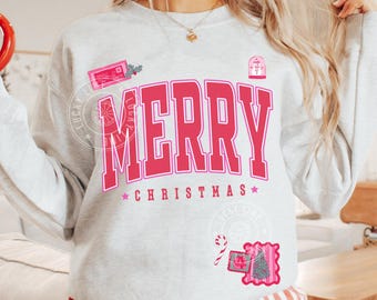 Frohe Weihnachten Sweatshirt, Preppy Weihnachten Sweatshirt, Weihnachten Briefmarken Shirt, süßes Weihnachten Sweatshirt, Weihnachtsbaum Sweatshirt, Weihnachten