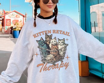 Cat Lover Sweatshirt, Retro Cat Sweatshirt, Cat Mom Shirt, Cat Mama Gift, Mental Health Shirt, Cute Cat Sweater, Animal Lover Shirt, Kittens