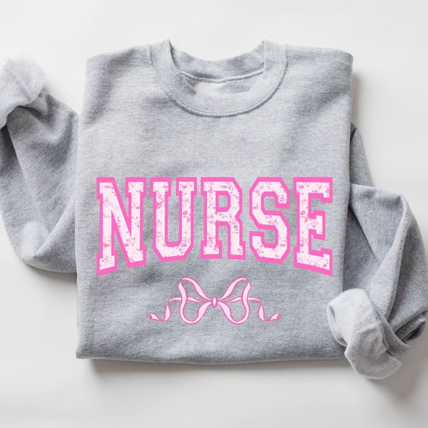 Coquette Nurse Sweatshirt, Nurse Life Sweatshirt, Coffee Scrubs Rubber Gloves, New Nurse Gift, Nursing School Hoodie, Cute Nurse Sweatshirt