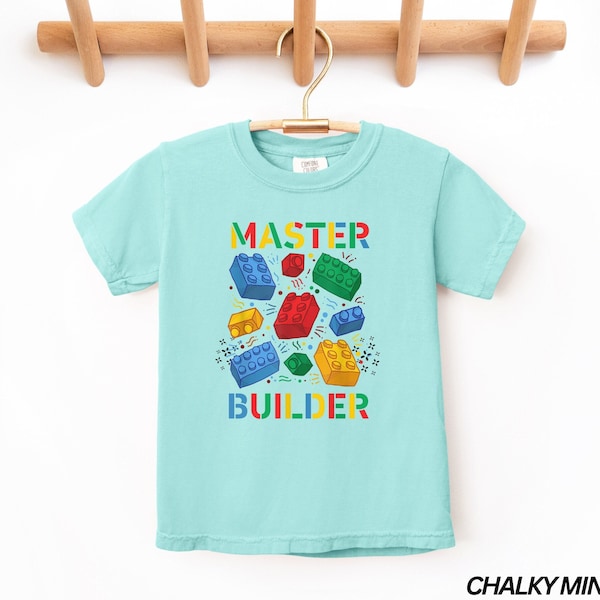 Kids Building Blocks Shirt, Master Builder Shirt, Building Bricks Tshirt, Youth Graphic Tee, Toy Bricks Shirt for Kids, Comfort Colors® Kids