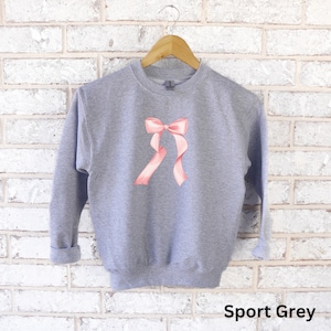 Kids Pink Bow Sweatshirt, Girls Coquette Sweatshirt, Coquette Aesthetic, Coquette Clothing for Kids, Pink Bow Shirt for Girls, Y2K Shirt