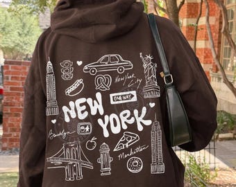 New York Hoodie, NYC Hoodie, New York City Sweatshirt, Travel Shirt, Vacation Shirt for Women, Womens Sweatshirt, Aesthetic Oversized Hoodie