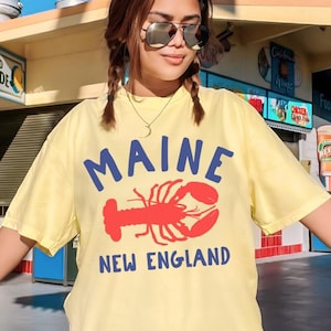 Comfort Colors® Maine Shirt, Lobster Shirt, Maine New England Shirt, Fisherman Aesthetic, Coastal TShirt, Beach Shirt, Gift for Travel Lover