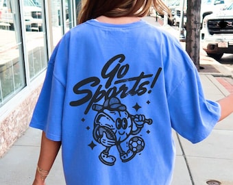 Go Sports T-Shirt Retro Game Day Shirt Athletic Funny Character Comfort Colors Graphic Tee Oversized Tee Tailgaiting T-Shirt