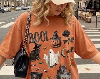 Retro Halloween Collage Shirt, Halloween Ephemera, Comfort Colors® Halloween Tshirt, Spooky Season, Vintage Halloween, Haunted House Shirt