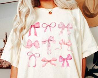 Pink Bow Shirt, Coquette Bows Shirt, Girlie Girl, Coquette Aesthetic, Bow Collage Tshirt, Soft Girl Era Shirt, Ribbon Shirt, Social Club Tee