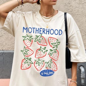 Motherhood is My Jam Comfort Colors T-Shirt - Strawberry Mama Graphic Tee