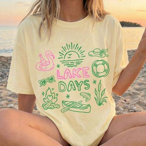 Camiseta Comfort Colors® Lake Days, Camiseta de verano, Camiseta para navegar, Vida en el río, Regalos para amantes de los lagos, Camiseta gráfica de vacaciones de verano, Top de verano a la moda