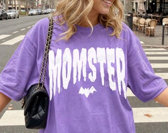 Momster Shirt, Retro Halloween Shirt, Spooky Mama Shirt, Mom Life Shirt, Funny Halloween, Comfort Colors® Tee, Spooky Season Shirt for Women