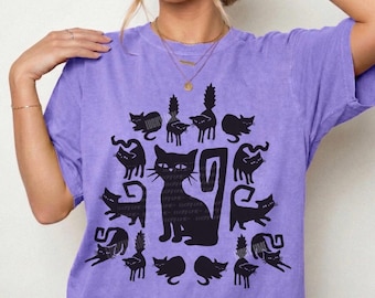 Black Cat Halloween Shirt, Black Cats Shirt, Retro Halloween Tshirt, Cute Halloween Tee, Womens Halloween Shirt, Comfort Colors®, Fall Shirt