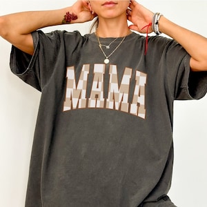 Checkered Mama Shirt, Boho Mama Shirt, Cute Mom Shirt, Varsity Letter Mama Shirt, Mothers Day Gift, New Mom Gift, Trendy Crewneck, Mom Gift