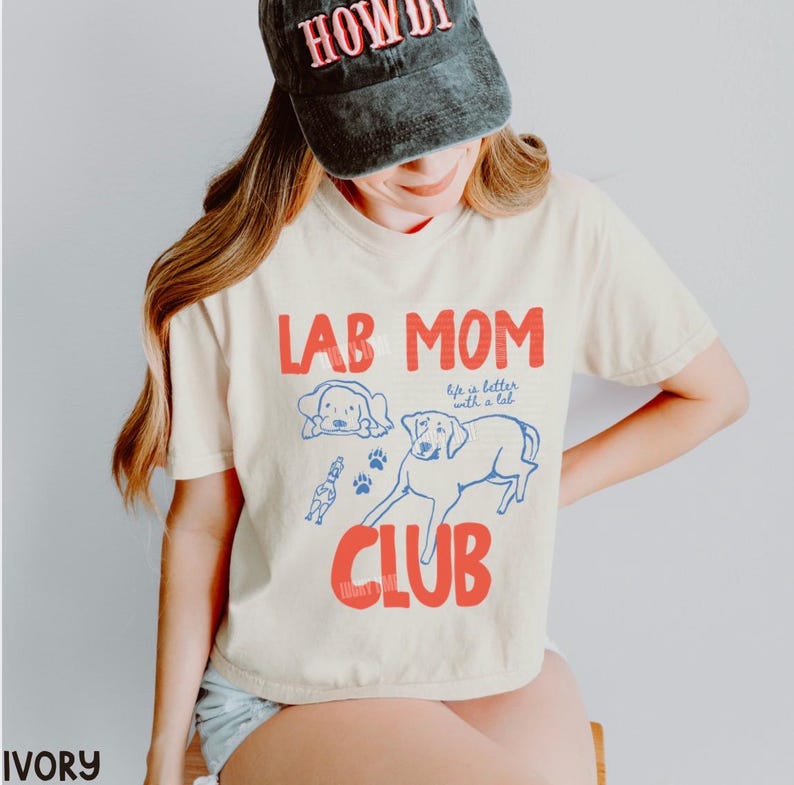 Lab Mom Club Cropped Shirt, Dog Mom Tshirt, Dog Lover Gift, Crop Top ...