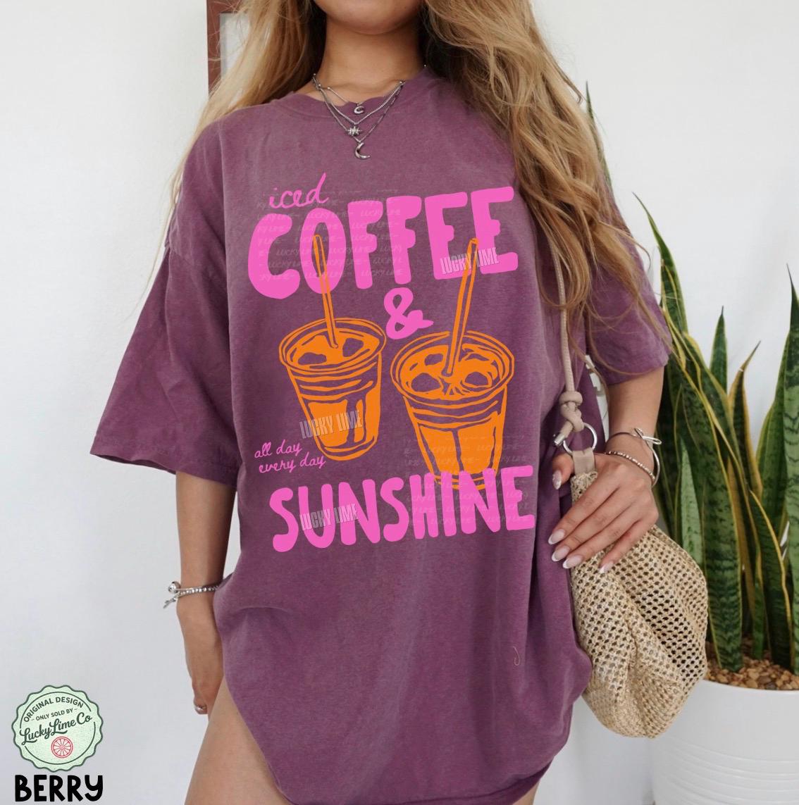 Iced Coffee and Sunshine Shirt, Iced Coffee Shirt, Coffee Lover Gifts, Summer Tshirt, Summer Vibes Shirt, Coffee TShirt, Comfort Colors® Tee