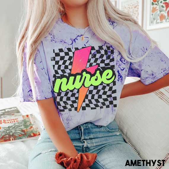 Neon Nurse Shirt, Retro Nurse Shirt, Lightning Bolt, Registered Nurse, Nurse Life Shirt, Cute Nurse Shirt, Comfort Colors® Color Blast Shirt